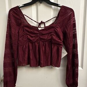 Chic Burgundy Lace Blouse